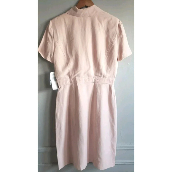 Jones New York Dress Women's 12 Pink  Silk Linen Blend  Knee-length Pockets NWT - Picture 8 of 8